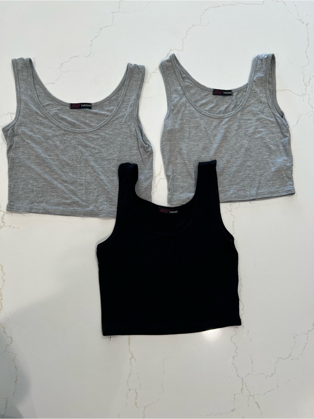 SHEIN Crop Tank Tops - Gray & Black (3 Pack)